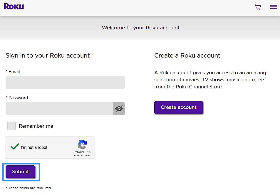 Login to roku