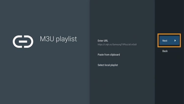 click next for m3u playlist